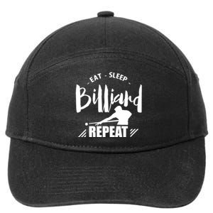 Billiards Dad Funny Eat Sleep Billiards Repeat Gift Father's Day 7-Panel Snapback Hat