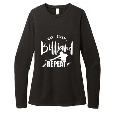 Billiards Dad Funny Eat Sleep Billiards Repeat Gift Father's Day Womens CVC Long Sleeve Shirt