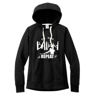 Billiards Dad Funny Eat Sleep Billiards Repeat Gift Father's Day Women's Fleece Hoodie