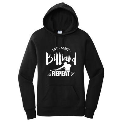 Billiards Dad Funny Eat Sleep Billiards Repeat Gift Father's Day Women's Pullover Hoodie