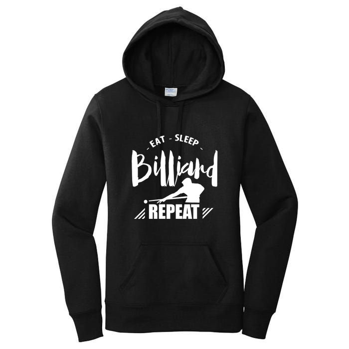 Billiards Dad Funny Eat Sleep Billiards Repeat Gift Father's Day Women's Pullover Hoodie