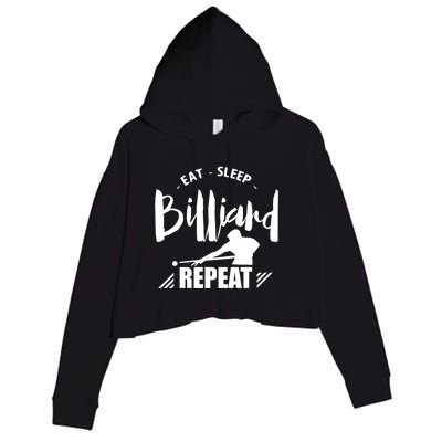 Billiards Dad Funny Eat Sleep Billiards Repeat Gift Father's Day Crop Fleece Hoodie