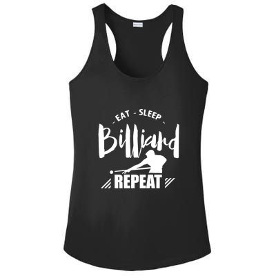 Billiards Dad Funny Eat Sleep Billiards Repeat Gift Father's Day Ladies PosiCharge Competitor Racerback Tank