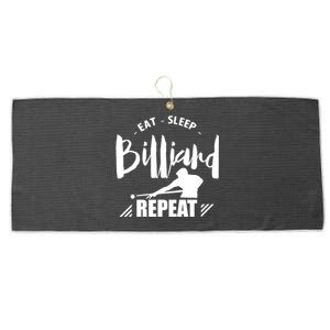 Billiards Dad Funny Eat Sleep Billiards Repeat Gift Father's Day Large Microfiber Waffle Golf Towel