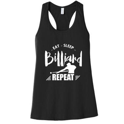 Billiards Dad Funny Eat Sleep Billiards Repeat Gift Father's Day Women's Racerback Tank