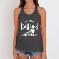 Billiards Dad Funny Eat Sleep Billiards Repeat Gift Father's Day Women's Knotted Racerback Tank