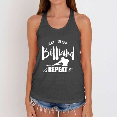 Billiards Dad Funny Eat Sleep Billiards Repeat Gift Father's Day Women's Knotted Racerback Tank