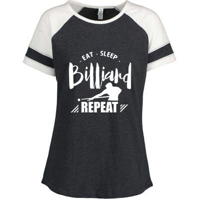 Billiards Dad Funny Eat Sleep Billiards Repeat Gift Father's Day Enza Ladies Jersey Colorblock Tee