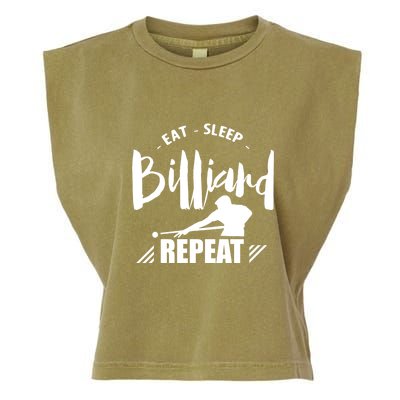 Billiards Dad Funny Eat Sleep Billiards Repeat Gift Father's Day Garment-Dyed Women's Muscle Tee