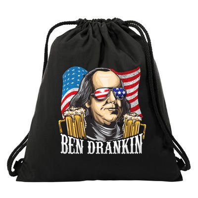 Ben Drankin! Funny Benjamin Franklin July 4th Beer Gift Cool Gift Drawstring Bag
