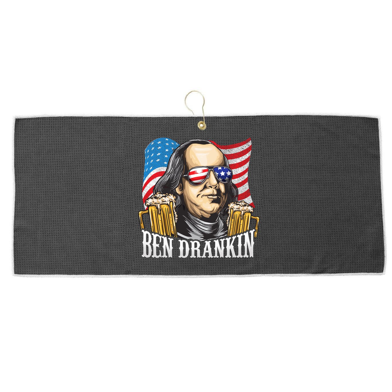 Ben Drankin! Funny Benjamin Franklin July 4th Beer Gift Cool Gift Large Microfiber Waffle Golf Towel