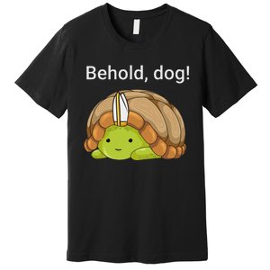 Behold Dog Funny Urtle Wearing A Priest Hat Premium T-Shirt