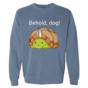 Behold Dog Funny Urtle Wearing A Priest Hat Garment-Dyed Sweatshirt