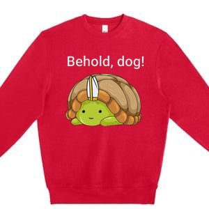 Behold Dog Funny Urtle Wearing A Priest Hat Premium Crewneck Sweatshirt