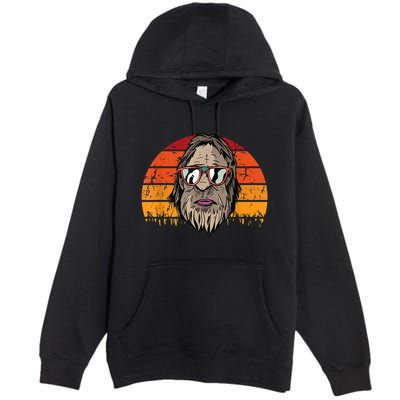 Bigfoot Dad Fathers Day Retro Vintage Sasquatch Yeti Papa Premium Pullover Hoodie