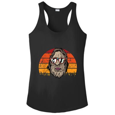 Bigfoot Dad Fathers Day Retro Vintage Sasquatch Yeti Papa Ladies PosiCharge Competitor Racerback Tank