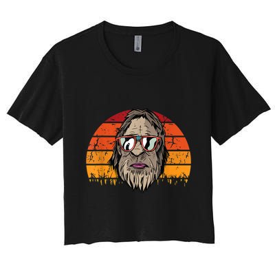 Bigfoot Dad Fathers Day Retro Vintage Sasquatch Yeti Papa Crop Top