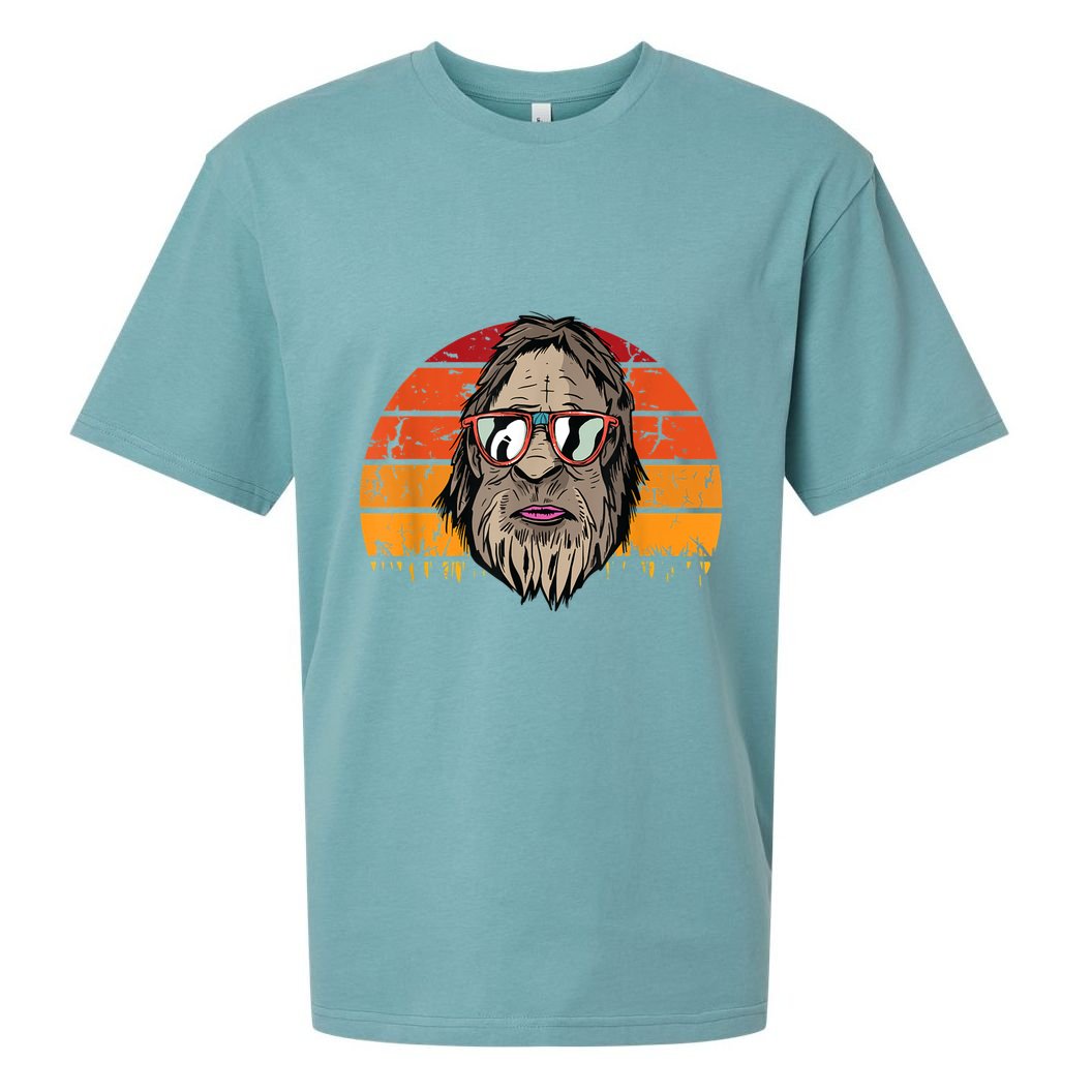 Bigfoot Dad Fathers Day Retro Vintage Sasquatch Yeti Papa Sueded Cloud Jersey T-Shirt