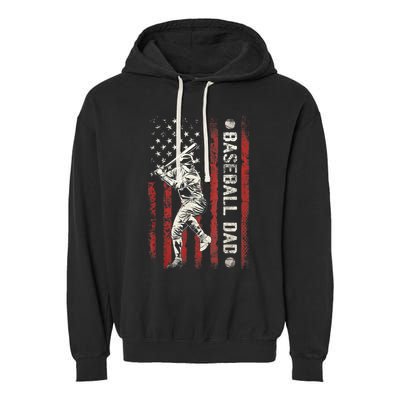Baseball Dad Flag Gifts Dad Men Baseball Fathers Day Garment-Dyed Fleece Hoodie
