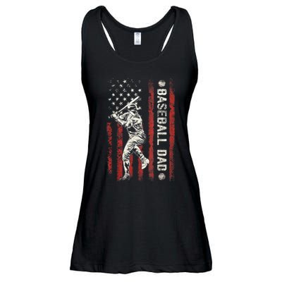 Baseball Dad Flag Gifts Dad Men Baseball Fathers Day Ladies Essential Flowy Tank