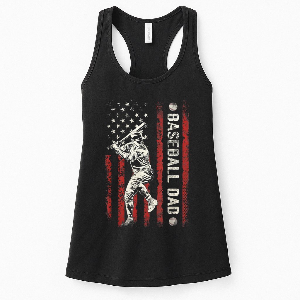 Baseball Dad Flag Gifts Dad Men Baseball Fathers Day Womens Tank Top