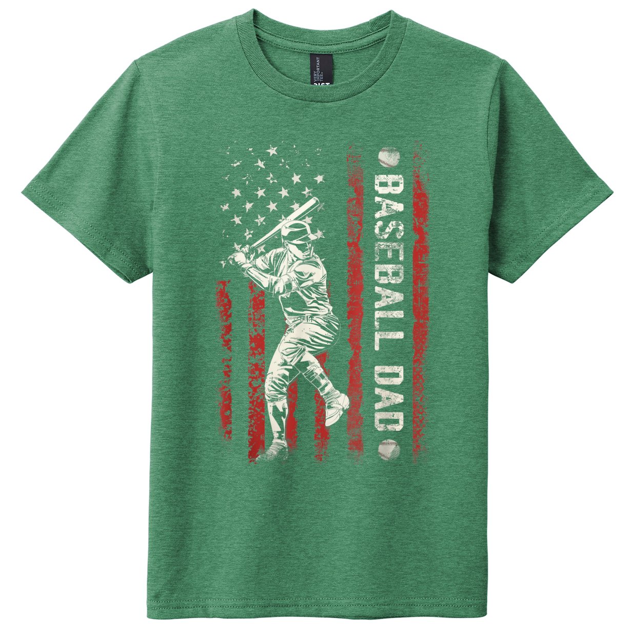 Baseball Dad Flag Gifts Dad Men Baseball Fathers Day Kids T-Shirt