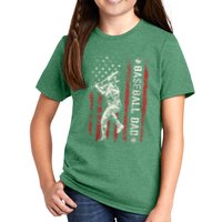 Baseball Dad Flag Gifts Dad Men Baseball Fathers Day Kids T-Shirt