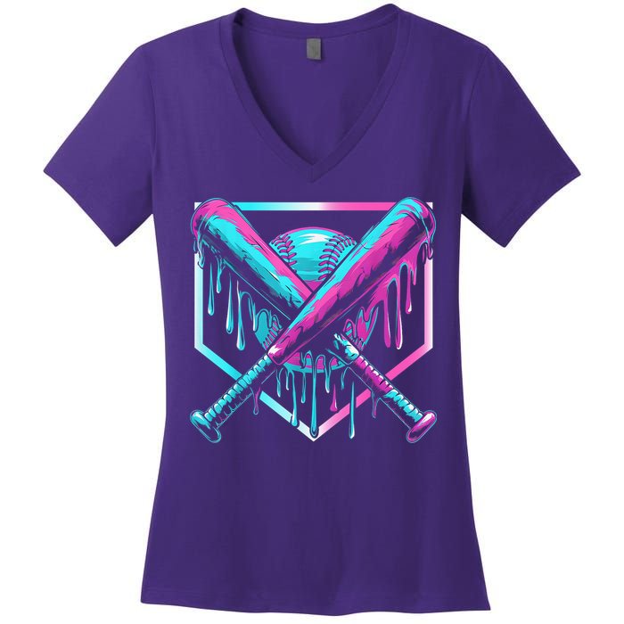 Baseball Drip For Boy Ice Cream Drip Y.o.u.t.h. Boy Baseball Women's V-Neck T-Shirt
