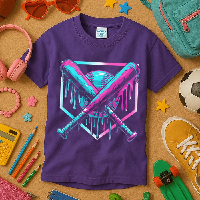 Baseball Drip For Boy Ice Cream Drip Y.o.u.t.h. Boy Baseball Kids T-Shirt