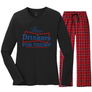 Beer Drinkers For Trump Presidential Support Women's Long Sleeve Flannel Pajama Set 