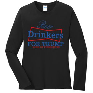 Beer Drinkers For Trump Presidential Support Ladies Long Sleeve Shirt