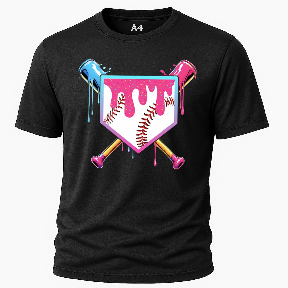 Baseball Drip For Boy Ice Cream Drip Baseball  Cooling Performance Crew T-Shirt