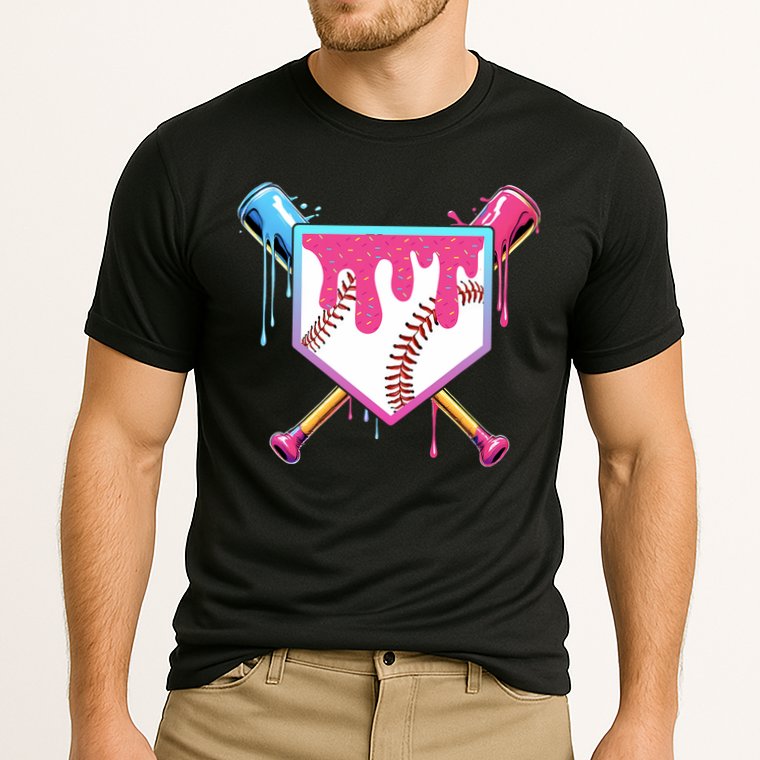 Baseball Drip For Boy Ice Cream Drip Baseball  Cooling Performance Crew T-Shirt