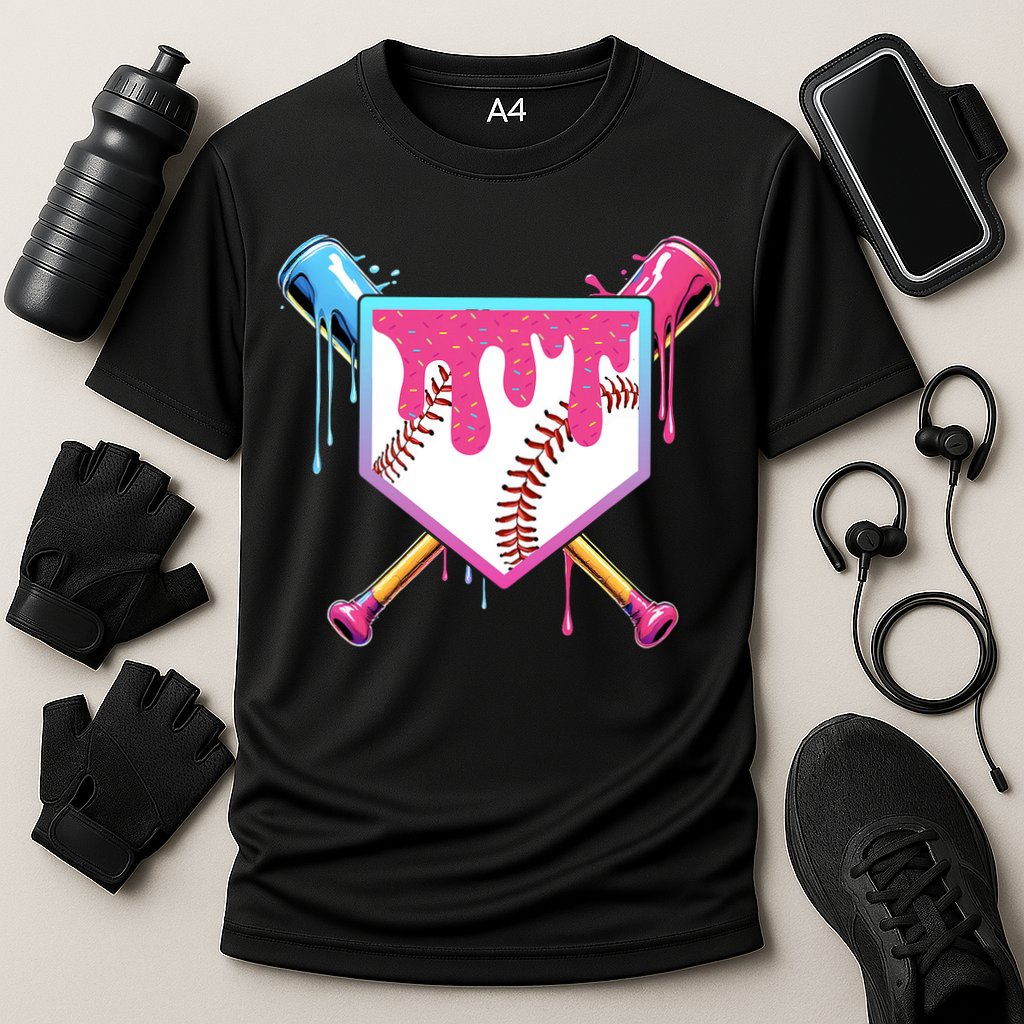 Baseball Drip For Boy Ice Cream Drip Baseball  Cooling Performance Crew T-Shirt