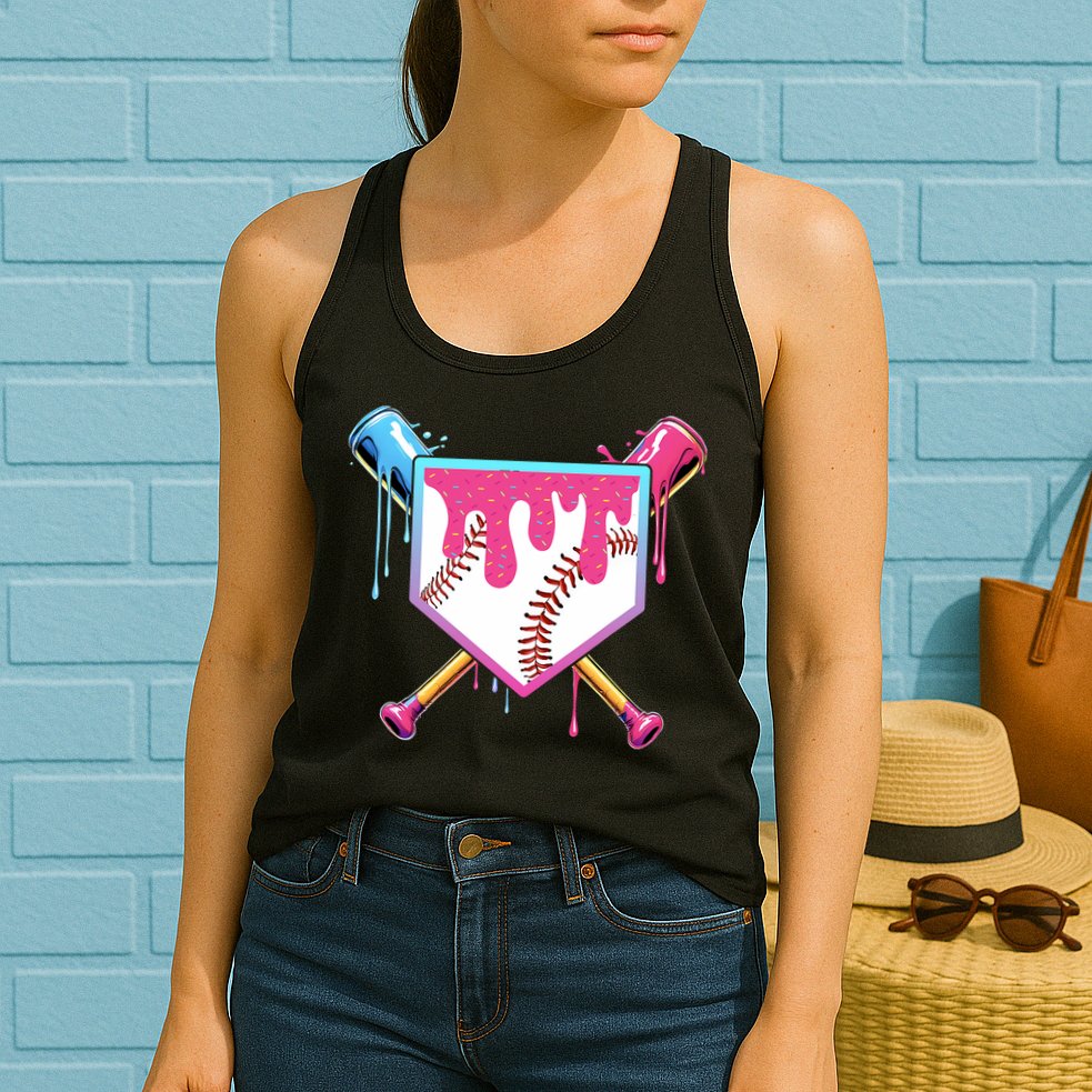 Baseball Drip For Boy Ice Cream Drip Baseball  Womens Tank Top