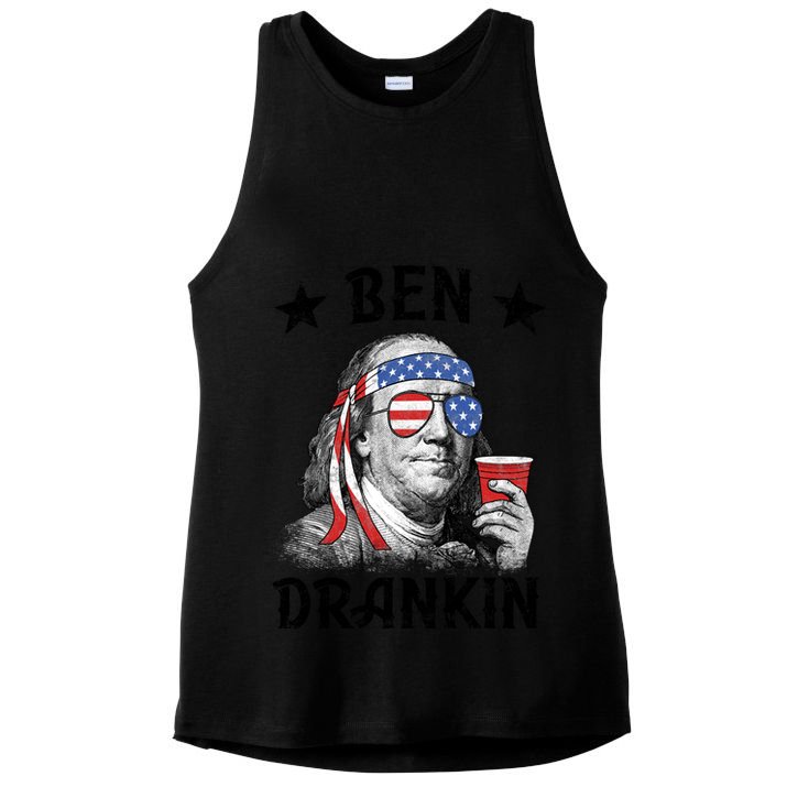 Ben Drankin Funny 4th Of July Ladies PosiCharge Tri-Blend Wicking Tank