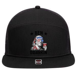 Ben Drankin Funny 4th Of July 7 Panel Mesh Trucker Snapback Hat