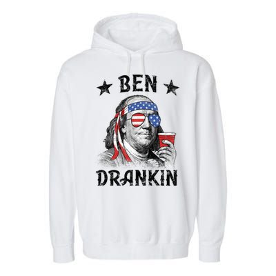Ben Drankin Funny 4th Of July Garment-Dyed Fleece Hoodie