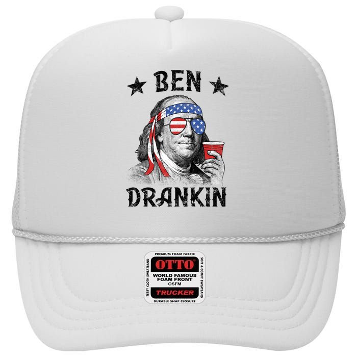 Ben Drankin Funny 4th Of July High Crown Mesh Back Trucker Hat