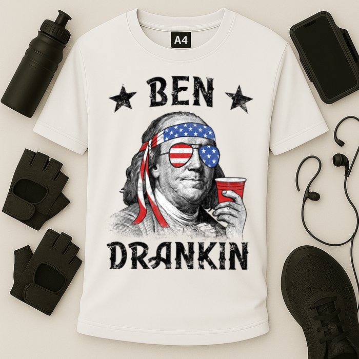 Ben Drankin Funny 4th Of July Cooling Performance Crew T-Shirt