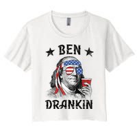 Ben Drankin Funny 4th Of July Women's Crop Top Tee