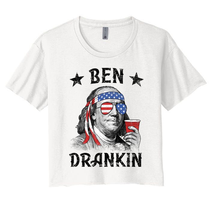 Ben Drankin Funny 4th Of July Women's Crop Top Tee