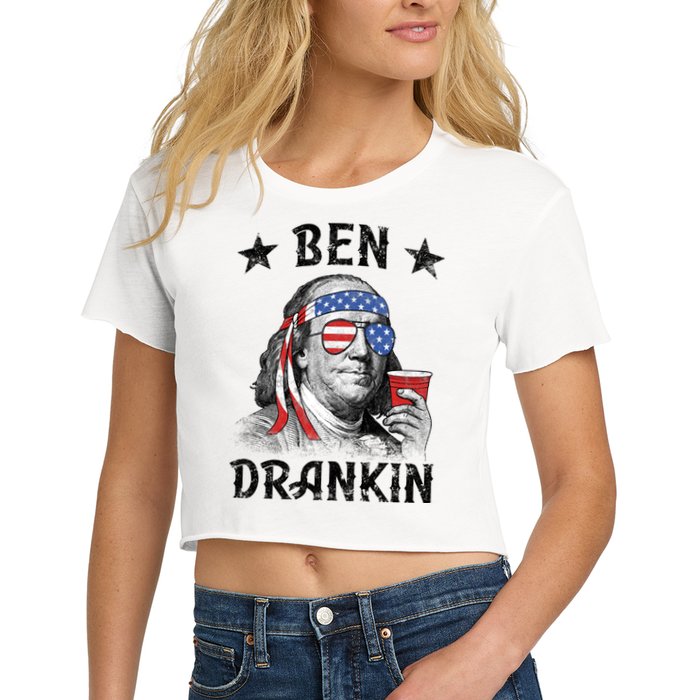 Ben Drankin Funny 4th Of July Women's Crop Top Tee