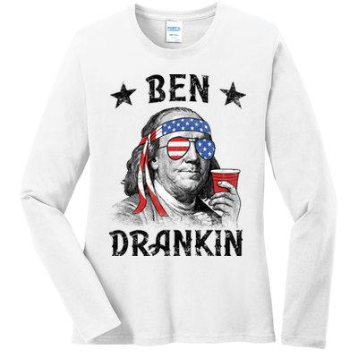 Ben Drankin Funny 4th Of July Ladies Long Sleeve Shirt