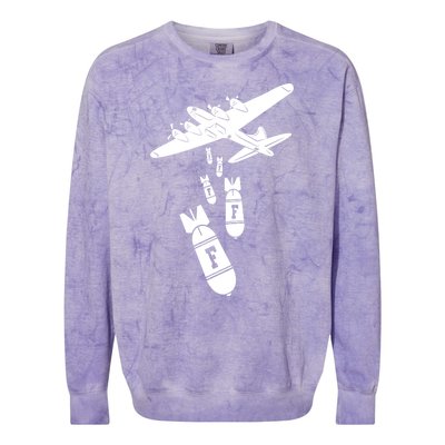 Bomber Dropping F Bombs Funny Colorblast Crewneck Sweatshirt