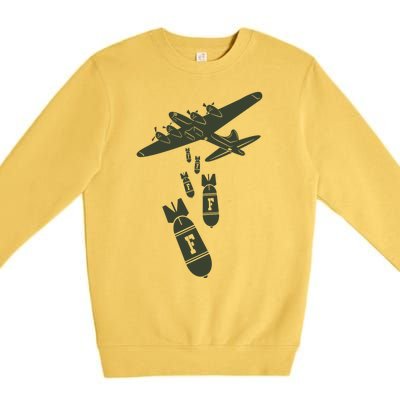 Bomber Dropping F Bombs Funny Premium Crewneck Sweatshirt