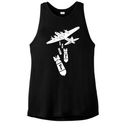 Bomber Dropping F Bombs Funny Ladies PosiCharge Tri-Blend Wicking Tank