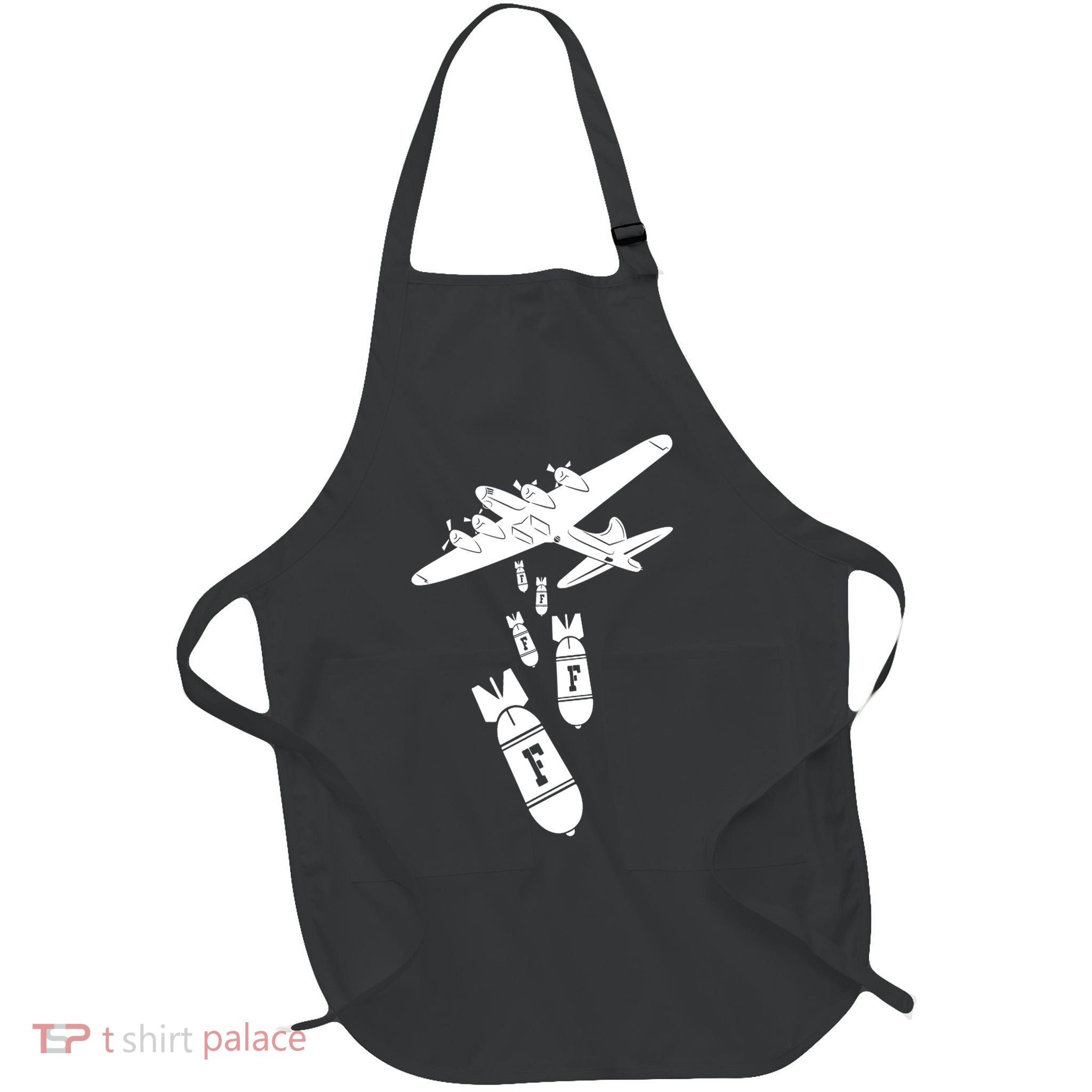 Bomber Dropping F Bombs Funny Full-Length Apron With Pockets