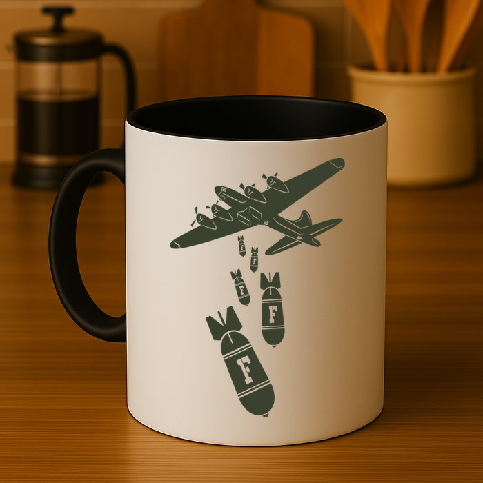 Bomber Dropping F Bombs Funny Mug