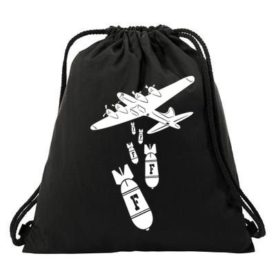 Bomber Dropping F Bombs Funny Drawstring Bag